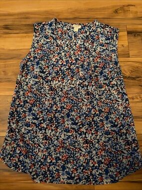 J. Crew Sleeveless Keyhole Floral Print Top Size 2